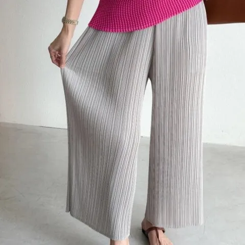 [무배] 여성 잔플리츠 주름바지 편안한 와이드 휴양룩 팬츠