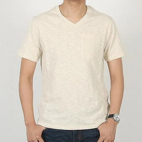 브이넥 기본 반팔 베이지 남성 여름 티셔츠 남자티 데일리
