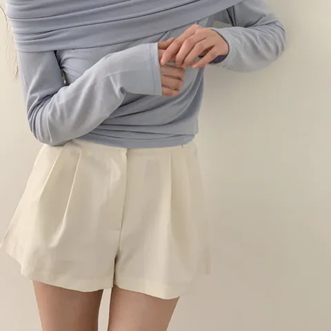 [드레스날다]여사친 베이직 A라인 투핀턱 숏 팬츠 반바지