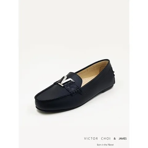 (VICTOR CHOI & james) W23P103 V로고 드라이빙슈즈 블랙 여성화