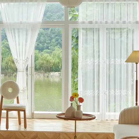 플라워가든 시크릿 레이스 커튼 대형 거실 속지 커텐