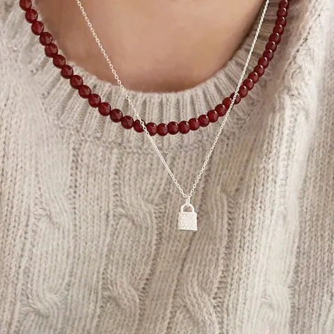 천연원석 자마노 자만옥 클래식 목걸이4/6mm