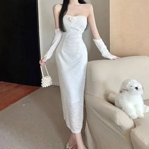 여성웨어 오프숄더 웨딩룩 셀프 핸드워머 롱원피스 의류 여성웨