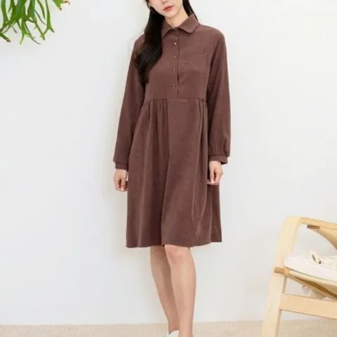 여자원피스 포인트 원피스 넥카라 미니 포켓 가을 겨울 의류