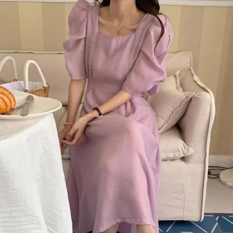 퍼프소매롱원피스 퍼프소매롱 스러운 청순한 느낌 여