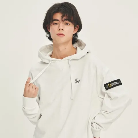 내셔널지오그래픽 N231UHD910 베어 와펜 오버핏 후드티 M IVORY