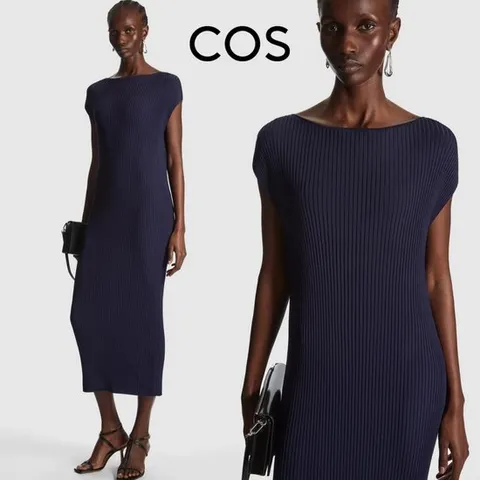 코스 Cos CO550AA17RIS 여자 골지 니트 보트넥 미디 원피스