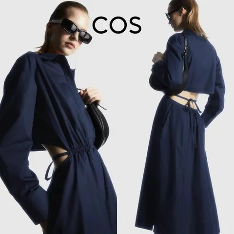 코스 Cos CO550AA39GRW 여자 컷아웃 웨이스트 미디 셔츠 원피스