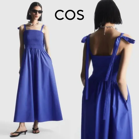 코스 Cos CO550AA76YLV 여자 타이 디테일 스목 미디 원피스