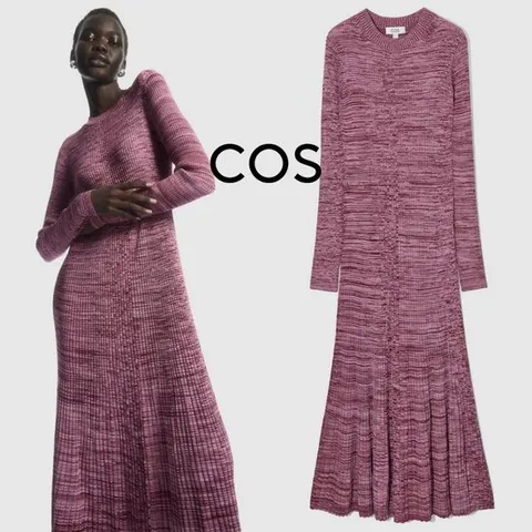 코스 Cos CO550AA57MZY 여자 멜란지 골지 미디 원피스 드레스
