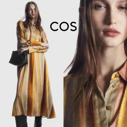 코스 Cos CO550AA21YLE 여자 프린티드 셔츠형 미디 원피스