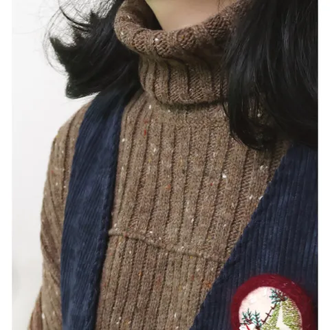 [앞머리]보카시 오버핏 굵은 골지 울니트 폴라 티셔츠n0126