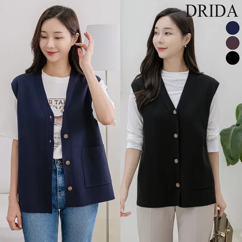 봄 가을 브이넥 니트 베스트 조끼 40-50대 미시 중년여성 엄마옷