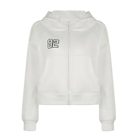 후드점퍼 더블 투라인 82 화이트 크롭 후드 집업 2size