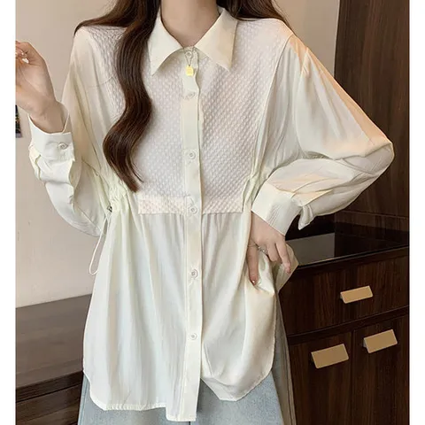 [휴드]아세드 라인 스트링 커버 블라우스