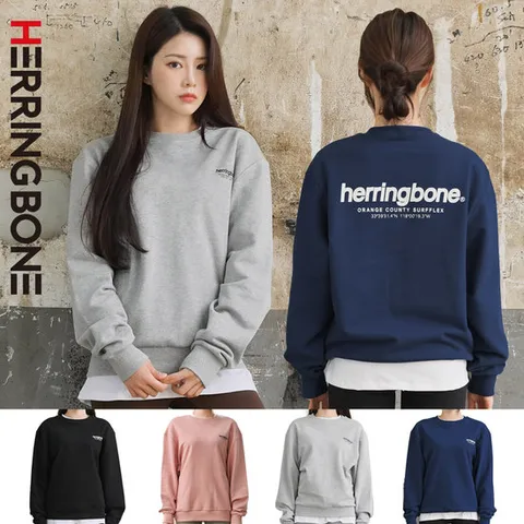 [헤링본] 여자 루즈핏 무지 맨투맨 봄 가을 겨울 캐주얼 티셔츠 긴팔 상의 트레이닝복 TE100W