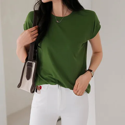 [시크폭스] 글로니 비스코스 코튼 캡소매 티셔츠