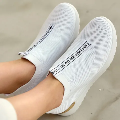 [더힐슈즈] 니트 메쉬 여성여자 슬립온 스니커즈 운동화 4cm