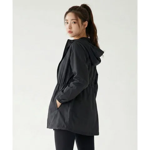 캔디팝 여성 경량 바람막이 후드 롱 자켓(AB42JK015W)