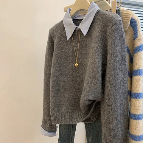 [몽벨리즈]데이린셔츠레이어드니트 mde2301156