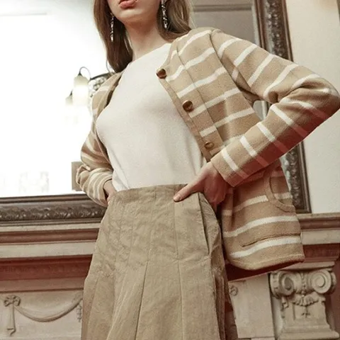 [르포엠]베일리 스트라이프 니트자켓+풀오버 2종세트