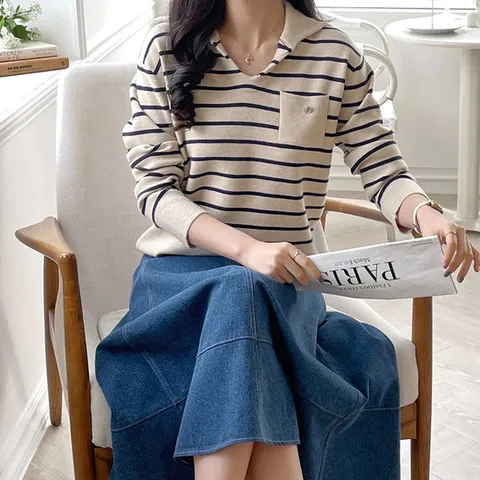 [루시다] 말리 스트라이프 니트