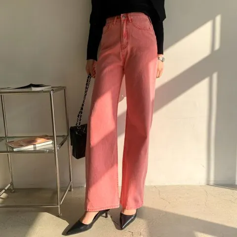 [네쥬]네쥬 여성 봄 여름 일자 와이드 데일리 컬러 코튼 팬츠