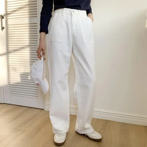 [네쥬]네쥬 여성 봄 여름 일자 기본 포켓 데일리 코튼 팬츠