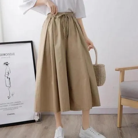 [라일리] Rly 여자 와이드핏 치마바지 편한 허리밴딩 통바