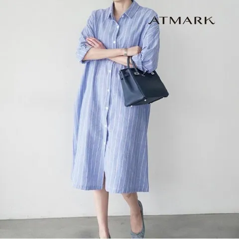 ATMARK (77까지)클린스트라이프셔츠원피스_AA41OP017G