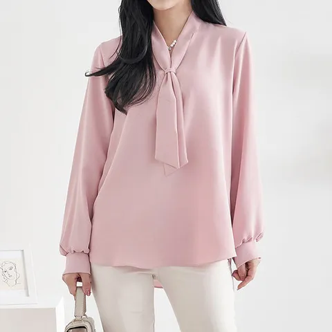 [한정/특가] 브이라인 타이넥 블라우스_B2302BL902A_L1_H