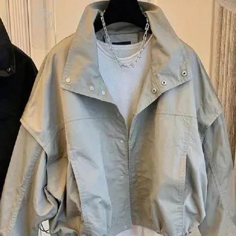 여성 숏점퍼 하이넥 밑단 스트링 봄 가을 자켓 점퍼