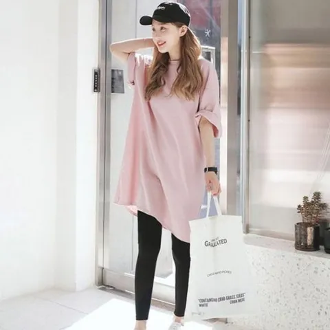 핑크 트임 롱 밑단 여성맨투맨 민소매티셔츠 에라소