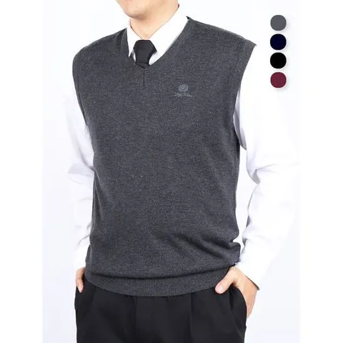 [노블진]Q V넥니트조끼 남자 니트조끼 양복 클래식 브이넥 국산 베스트조끼