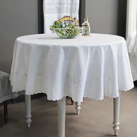 [마메종] 면 자수 원형 테이블보 C-TCMV4 (200x200)