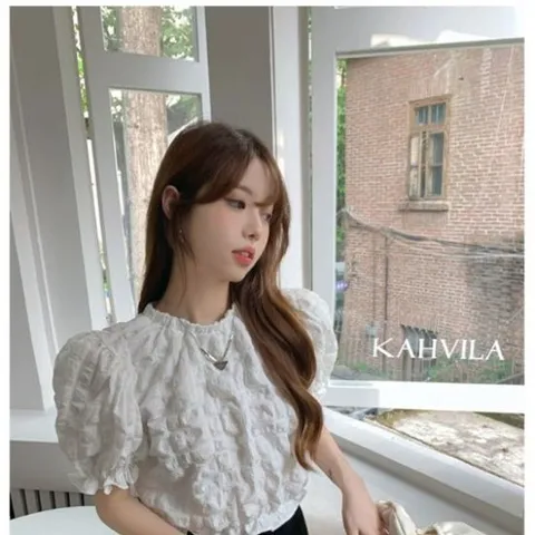 블라우스 크롭 볼륨블라우스 볼륨