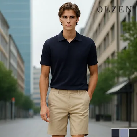 [올젠] 반팔 오픈 카라 니트 I (ZPC2ET1504)