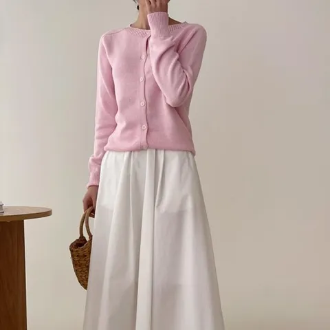 [옷자락]여자 SS 심리스 미니멀리즘 라운드 데일리 면원단 가디