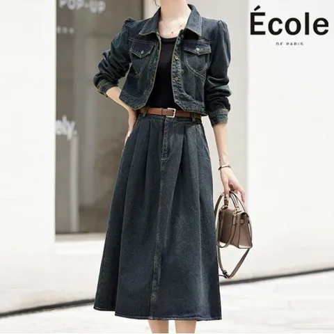 데님자켓 스커트 투피스_F39WOB006Z