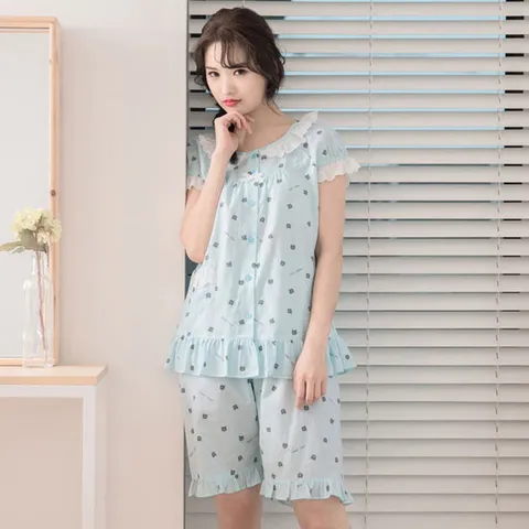 여성잠옷 반팔 여름 파자마 면혼방 홈웨어 상하의 세트