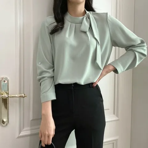 [플랩][플랩]로쉘 리본 타이 블라우스