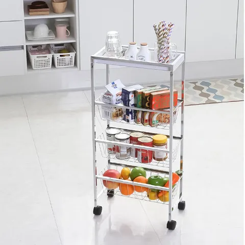 4단 프리스틴 무빙 슬림  수납장 40x21x8.5cm/트롤리/선반