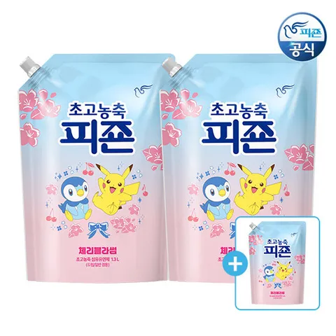 피죤 초고농축 섬유유연제 포켓몬에디션 체리블라썸 1.3L 리필 x 2개