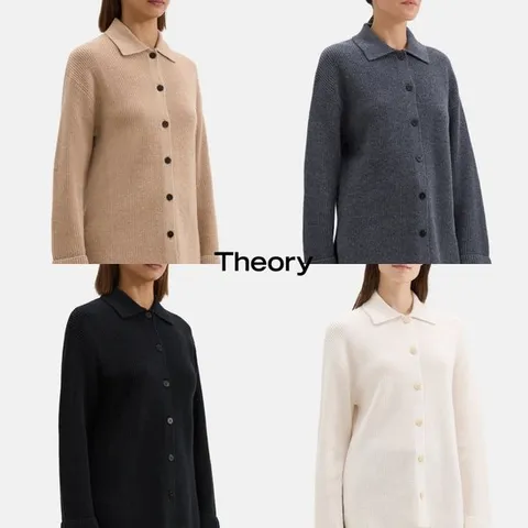 띠어리 theory N091706R 여자 울 캐시미어 폴로 셔츠형 가디건