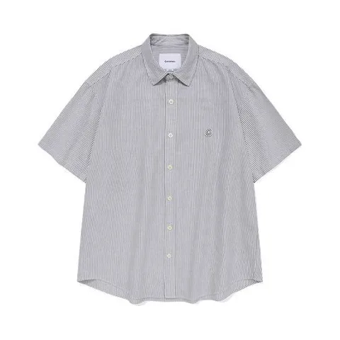 [커버낫] [TAG가 69,000] 옥스포드 스트라이프 하프 셔츠 그레이