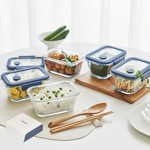 네오플램 글라쎄Z 진공 냉동밥 밀폐용기 5종(460x5)+펌프 1EA