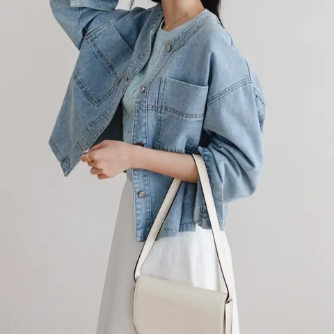 룰루제이 / 룰루제이 라운드 워싱 데님 청 자켓 (2color)