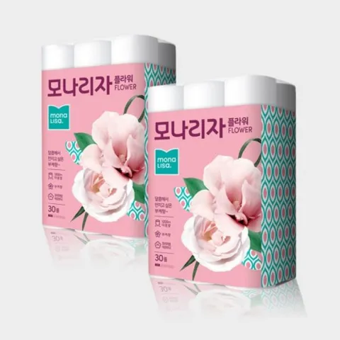 모나리자 플라워 2겹 40m 30롤 2팩 화장지 휴지 두루마리_JS