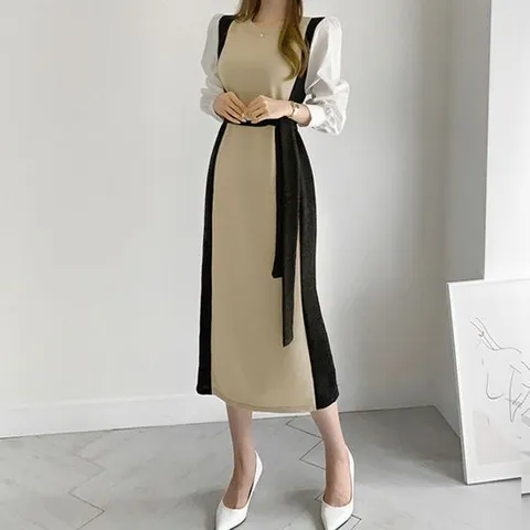 [에꼴드파리]뮤즈 배색 원피스_F43WOB007Z