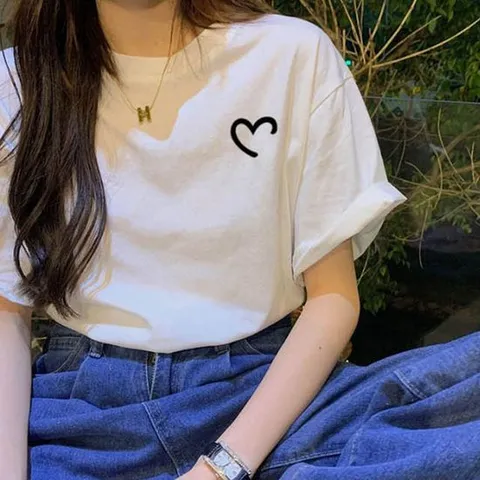 여자반팔티 면티셔츠 하트 체리 빅사이즈 반팔티 여름 예쁜 상의